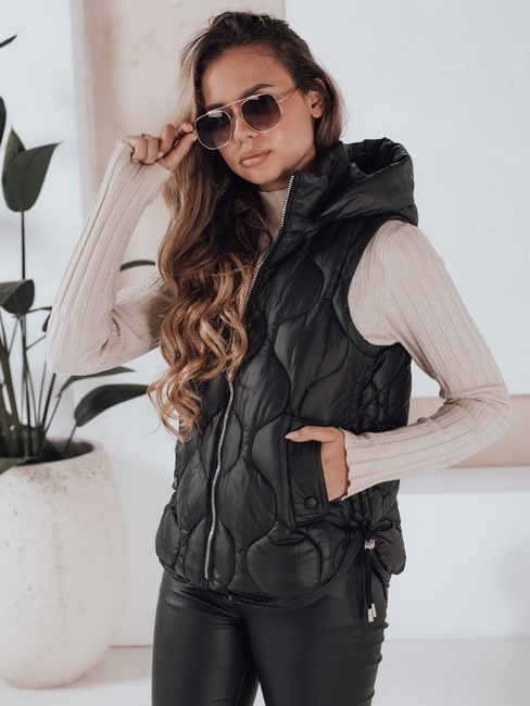 Damen Steppweste mit Kapuze MISSVEST schwarz Dstreet TY5018