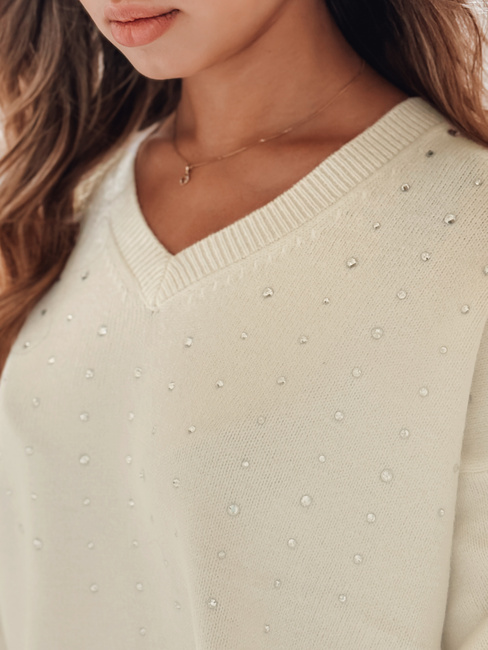 Damen Pullover mit V-Ausschnitt VERALIA ecru Dstreet MY2517