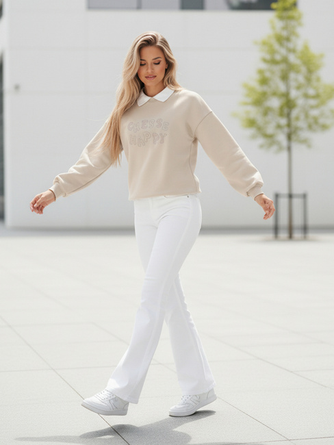 Damen Sweatshirt in Übergröße bedruckt HAPIRES cappuccino Dstreet BY1483