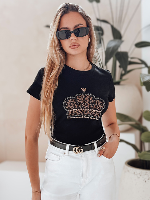 Damen-T-Shirt mit Krone BLINGESSO schwarz Dstreet RY2877