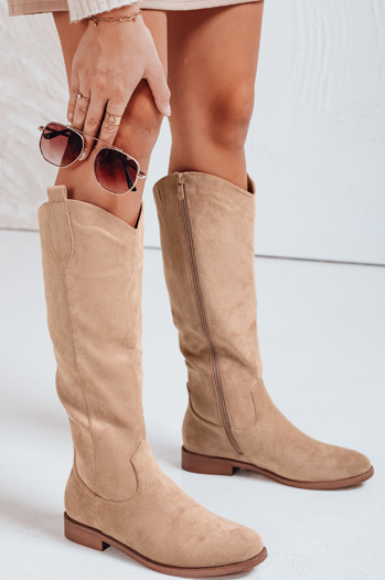 Damen Wildleder Cowboy Stiefel beige Dstreet ZY1109