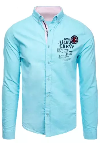 Herren Langarm Hemd Farbe Türkis DSTREET DX2300