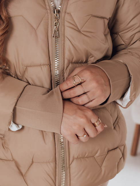 SNOWMISS Damen Winterjacke gesteppt beige mit Kapuze Dstreet TY5000