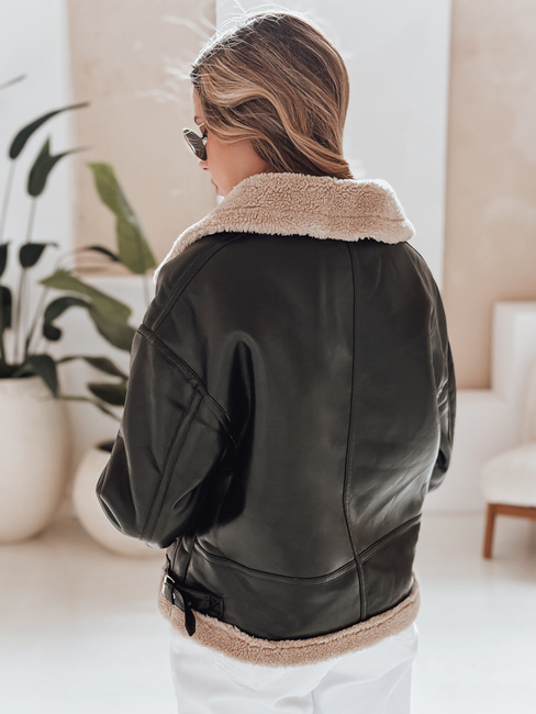 Damen Lederjacke SHEREB mit Schafsfell schwarz Dstreet TY4756
