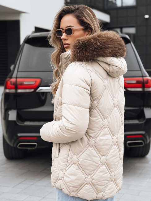 Damen Winterjacke mit Pelz ecru Dstreet TY5513