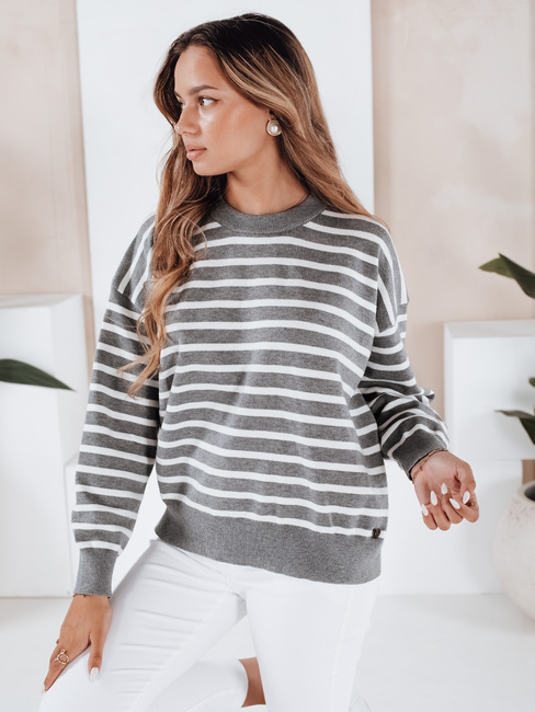 Gestreifter grauer Damen-Pullover Dstreet MY2540