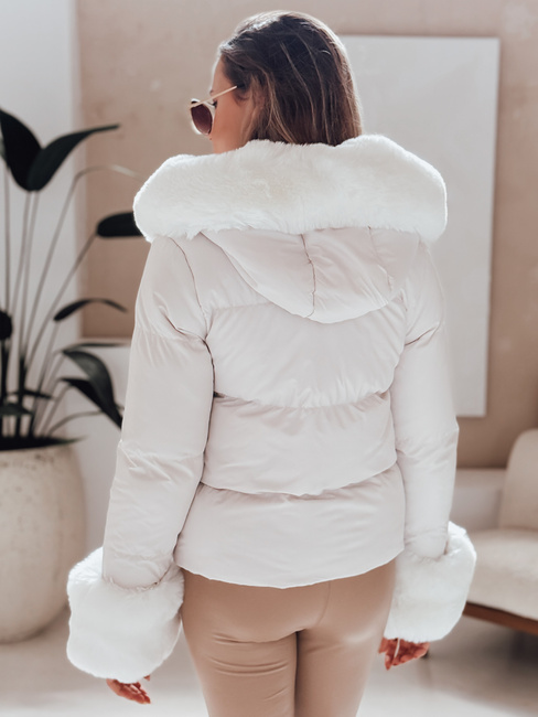 Damen Winterjacke YOUWARM kurz gesteppt mit Fell weiß Dstreet TY5007