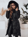 Damen Winter lange Steppjacke mit Kunstpelz schwarz Dstreet TY5072