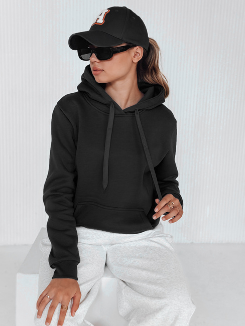 Damen Kapuzenpullover BASIC Schwarz BY0158