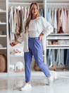 Elegante Damen Bundfaltenhose mit Gürtel PLISSO blau Dstreet UY2517