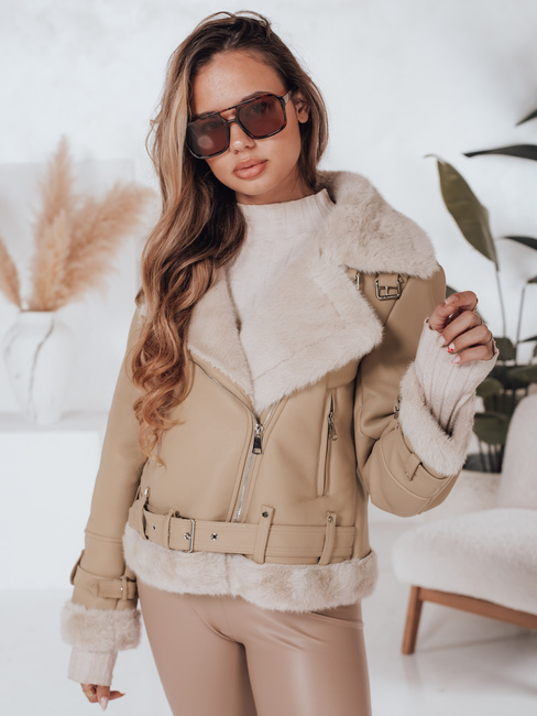 Damen Winter Ramones Jacke mit Pelz beige Dstreet TY4993