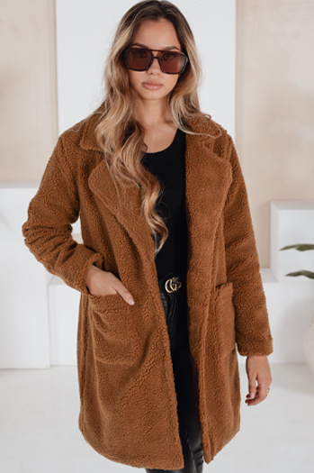 Damen Wintermantel Teddyfell braun Dstreet NY0752