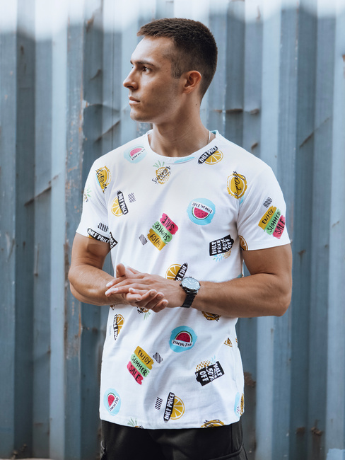 Herren T-shirt mit Aufdruck Weiß Dstreet RX5613