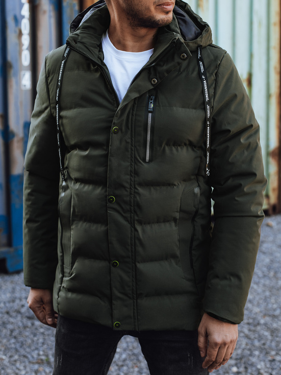 Herren Steppwinterjacke mit Kapuze grün Dstreet TX4942