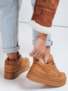 Damen pelzigen Plattform Turnschuhe camel Dstreet ZY1068