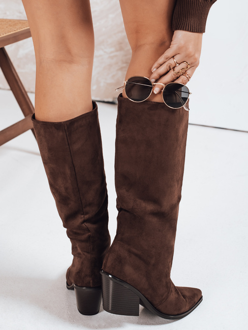 Damen Wildleder Cowboystiefel braun Dstreet ZY1202