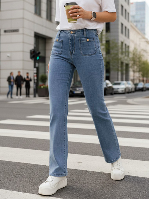 Damen Jeans mit weitem Bein und hoher Taille blau Dstreet UY2867