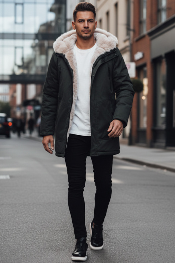 Herren Winter Parka Jacke mit Kapuze grün Dstreet TX4966z