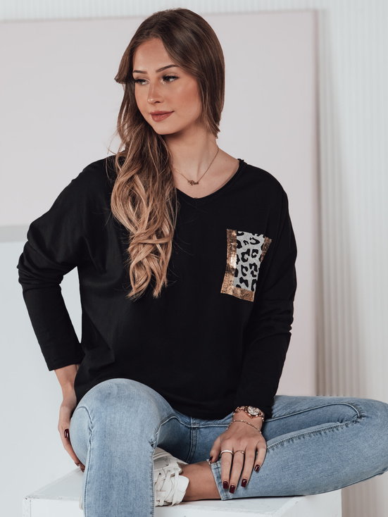 Bluzka damska oversize GLAMZONE z nadrukiem czarna Dstreet RY2682