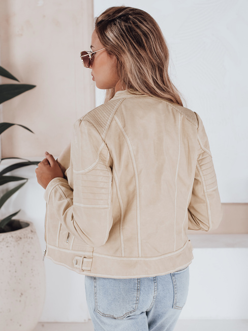 Damen Leder Ramones Jacke ROCKMISS beige Dstreet TY5226