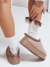 Damen Schneestiefel mit gesticktem Wildleder beige Dstreet ZY1183