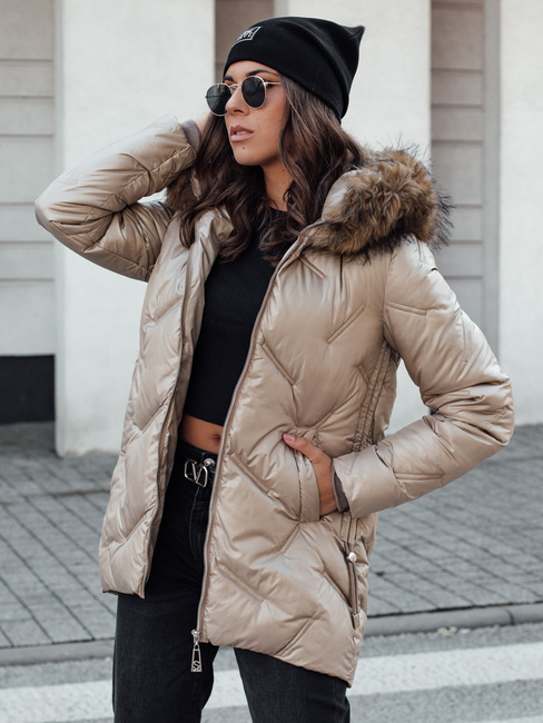 Damen CLASSIQ Winter Steppjacke mit Kapuze camel Dstreet TY4625