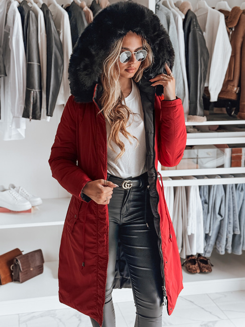 Damen Winterparka TRENDNEL Wendekapuze rot Dstreet TY4588