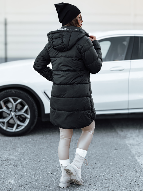 PURRBREEZ Damen Winter lange gesteppte Wendejacke mit Kapuze schwarz Dstreet TY4661