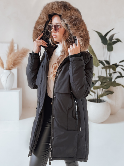 Damen Winter Parka Jacke mit Kapuze schwarz Dstreet TY5080