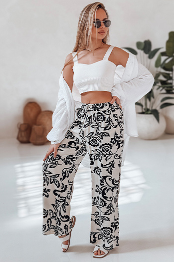 Damen florale Hose mit weitem Bein LOVEGARDEN schwarz Dstreet UY2658