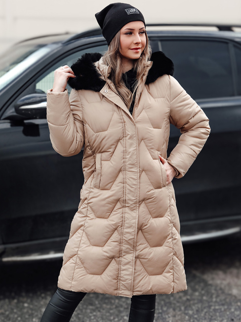 Lange Damen-Winter-Steppjacke WINTERACT beige Dstreet TY4777