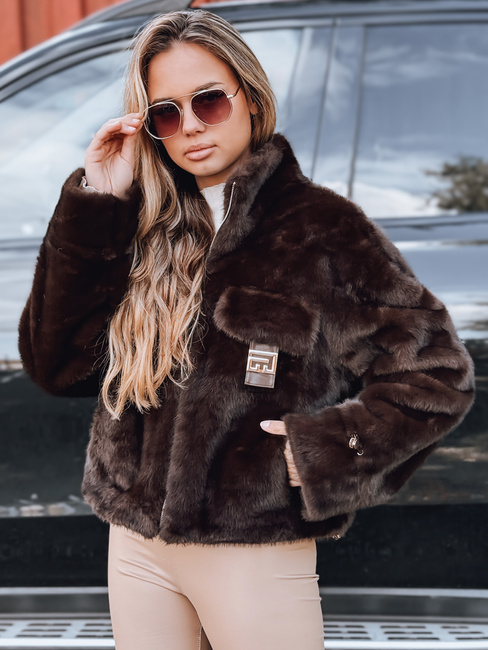 Kurzer brauner Damen-Pelzmantel Dstreet TY5241