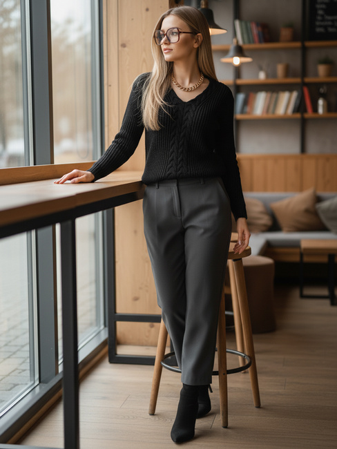 Damen Lange Pullover CANDIS Farbe Schwarz DSTREET MY1806