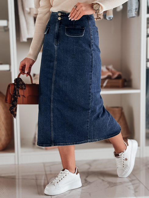 Damen Denim Midirock mit Schlitz BLUEVIC blau Dstreet CY0486