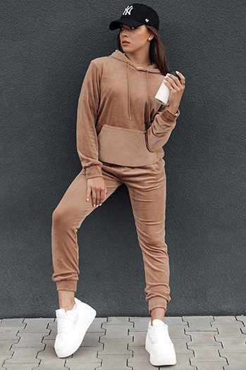 Damen Veloursset RELAX FIT hellbraun Dstreet AY1070