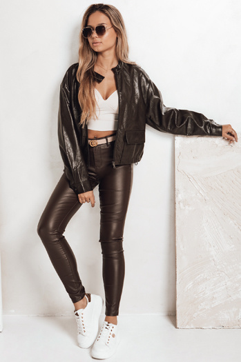 Braune Röhrenhose aus Ökoleder Dstreet UY2758