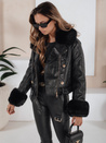 Damen Winter Lederjacke mit Kunstpelz schwarz Dstreet TY5209