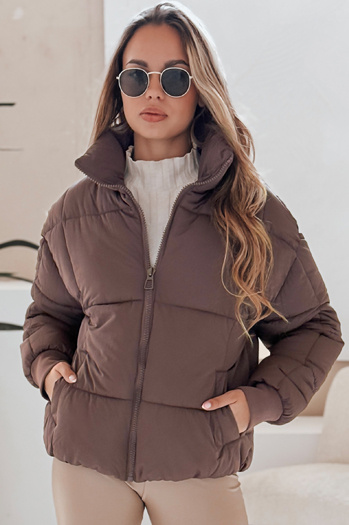 Kurze Damen-Winter-Steppjacke VIBEGIRL dunkelbeige Dstreet TY4945