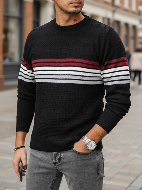 Gestreifter Herren-Pullover schwarz Dstreet WX2322