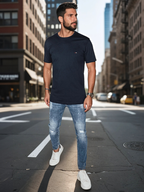 Besticktes Herren-T-Shirt navyblau Dstreet RX5633