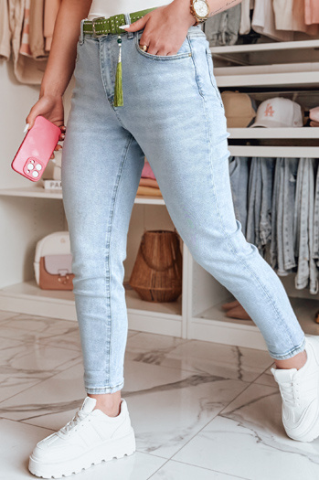 Damen Skinny Jeans Hose mit Gürtel FITARINKA blau Dstreet UY2422