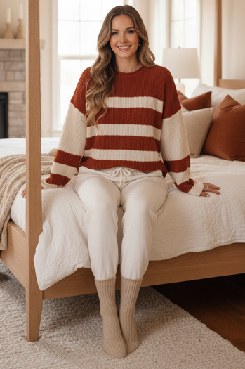 Damen Pullover LINEZZA rot und weiß Dstreet MY2384