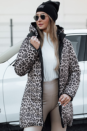 PURRBREEZ Damen Winter lange gesteppte Wendejacke mit Kapuze schwarz Dstreet TY4661