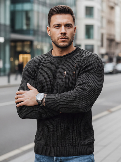 Herren Klassische Pullover Farbe Dunkelgrau DSTREET WX1990