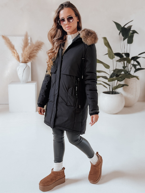 Damen Winter Parka Jacke mit Kapuze schwarz Dstreet TY5080