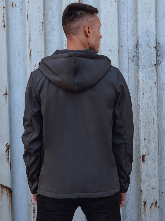 Herren Softshell-Übergangsjacke mit Kapuze dunkelgrau Dstreet TX4816