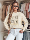 Damen Sweatshirt in Übergröße mit Teddybären MISOBEARS ecru Dstreet BY1435