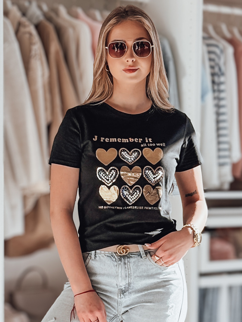 Damen Herz-T-Shirt LOVETIK schwarz Dstreet RY2734