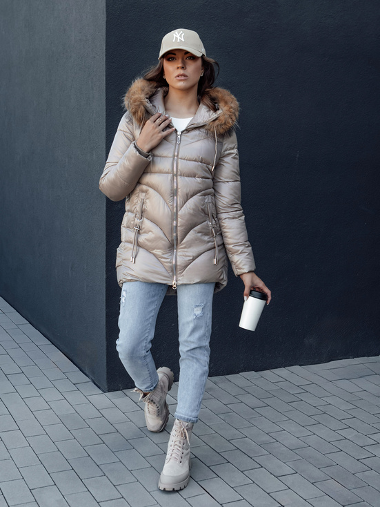 Damen WINTERCHIC Winterjacke mit Kapuze camel Dstreet TY4438