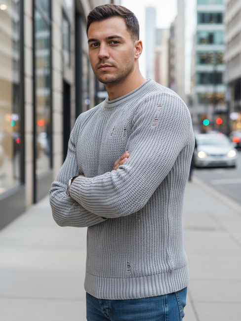 Herren Klassische Pullover Farbe Hellgrau DSTREET WX1989